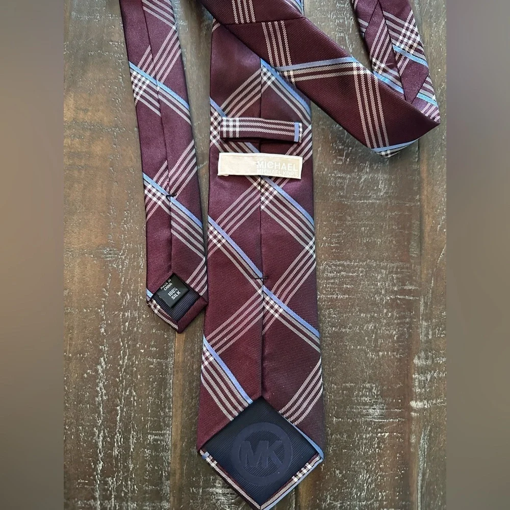 Michael Kors Burgundy Plaid Tie